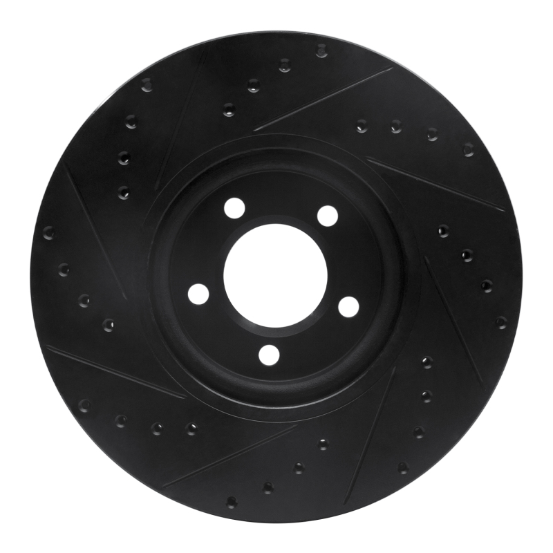 Jaguar Vanden Plas Brake Rotor (1) - Front Right - R1 Concepts - Drilled & Slotted - Black - `03-`05